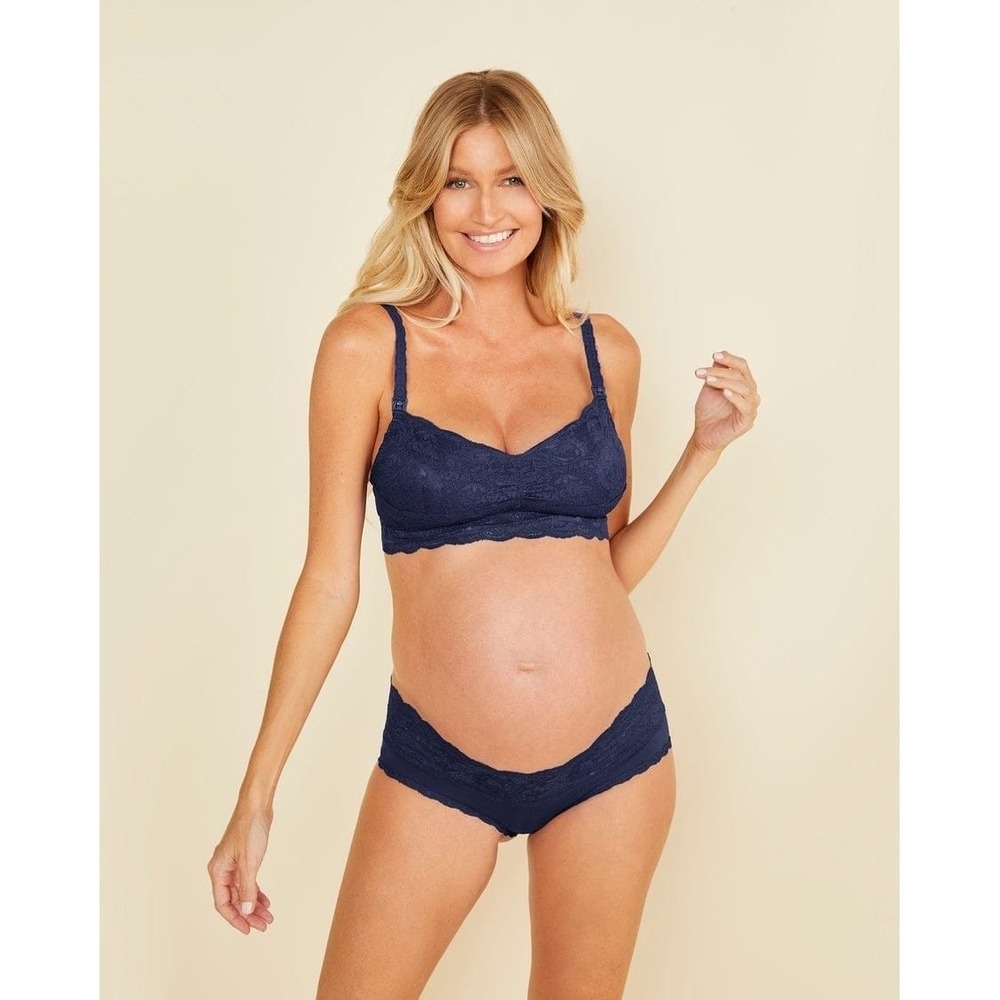 Cosabella Never Say Never Mommie Nursing Bralette & Boyshort Set Navy size  L